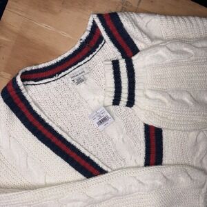 American Eagle AE Oversized Cable Knit Tennis Cardigan Open‎ Front Oatmeal NEW